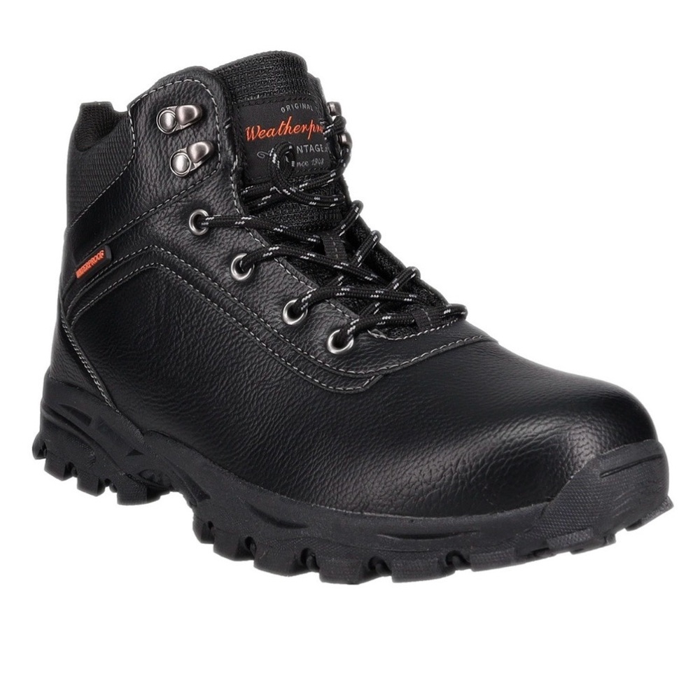 Weatherpro Men's Black Safety Work Boot with Rugged Traction